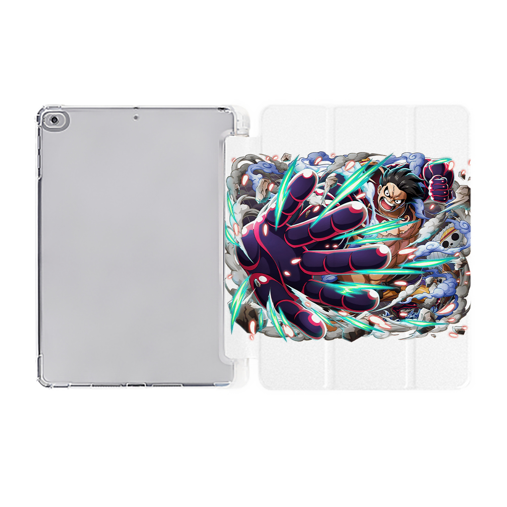 （画像用） ワンピース モンキー・D・ルフィ ONE PIECE Monkey D. Luffy IPad ケース ペン収納付き 三つ折りスタンド PUレザー×シリコン 対応機種9.5/10.5/10.9インチ